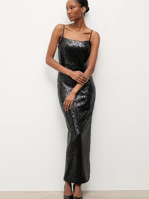 Answear.LAB sukienka kolor czarny maxi dopasowana