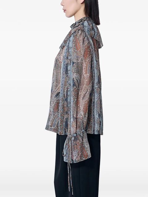 Saint Laurent pierrot collar drawstring blouse - Blue - zdjęcie produktu nr 2