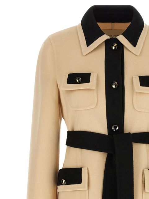 Valentino Garavani belted contrast-trim coat - Neutrals