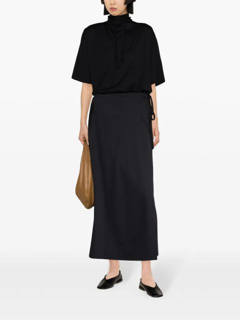 LEMAIRE tie-fastening cotton T-shirt - Black - zdjęcie produktu nr 2