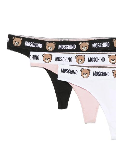 Moschino logo-waistband thongs (set of three) - Pink