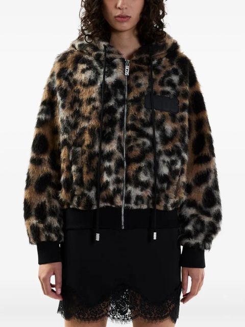 GCDS hooded animal-pattern jacket - Brown