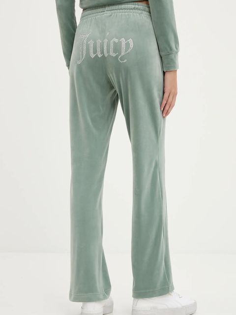 Juicy Couture spodnie dresowe kolor zielony z aplikacją JCAPW045