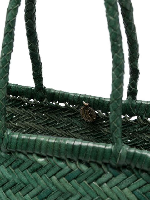 DRAGON DIFFUSION Triple Jump Small woven leather tote - Green