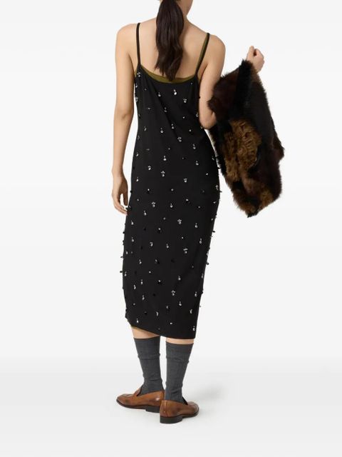 Miu Miu embroidered stretch midi dress - Black