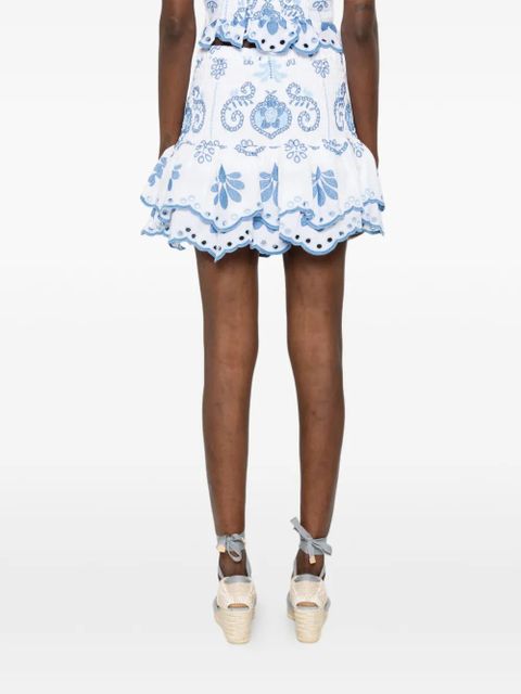 Charo Ruiz Ibiza Leora embroidered mini skirt - White