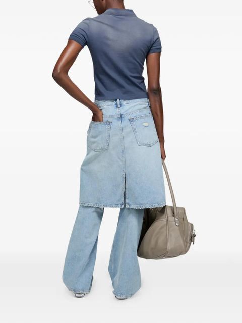 Acne Studios faded-effect logo-print polo shirt - Blue