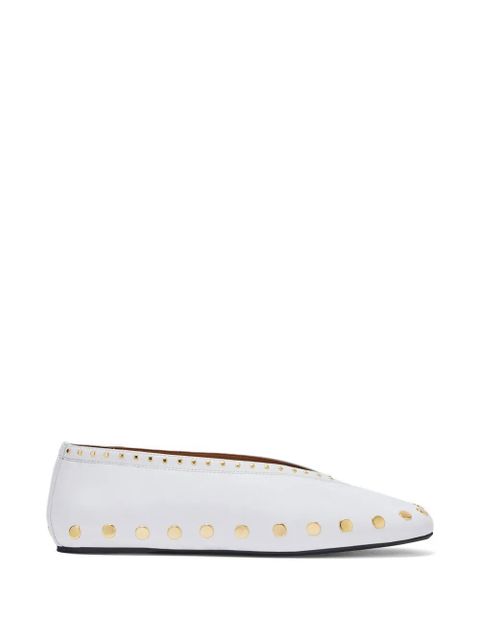 GANNI Jenny stud-embellished ballet flats - White - zdjęcie produktu nr 1