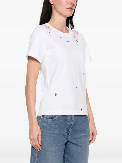 SHUSHU/TONG floral appliqué T-shirt - White