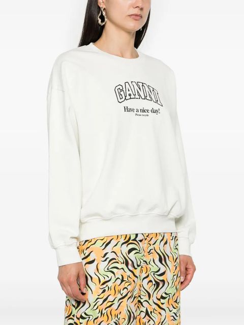 GANNI logo-print sweatshirt - Neutrals
