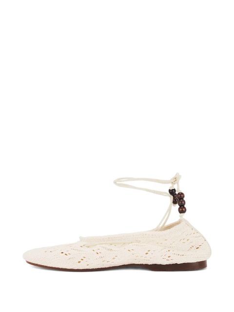 ALOHAS beaded lace-up rosemary ballet - Neutrals
