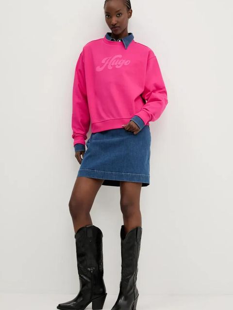 HUGO sukienka kolor niebieski mini prosta 50531140