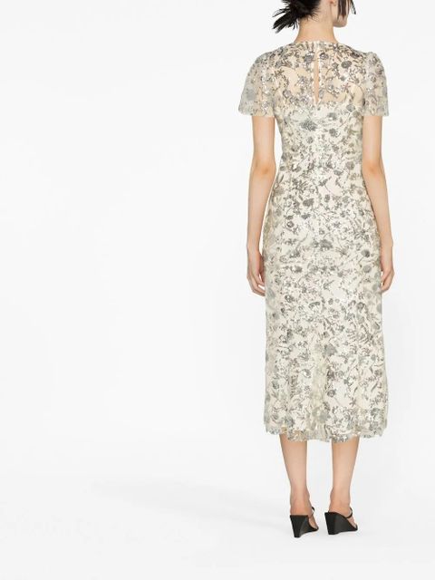 Self-Portrait sequin-embellished tulle midi dress - Neutrals