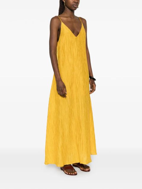 SOLOTRE V-neck textured dress - Yellow
