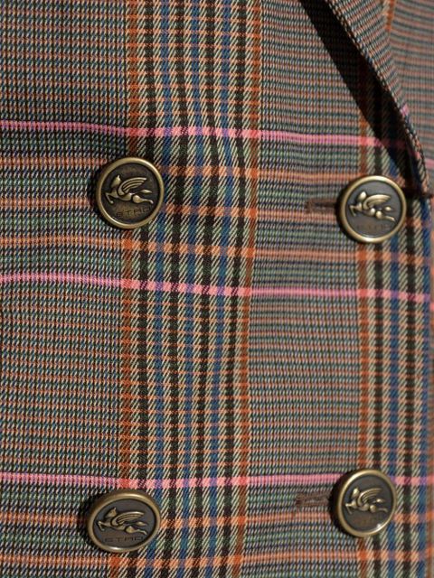 ETRO checked double-breasted blazer - Brown