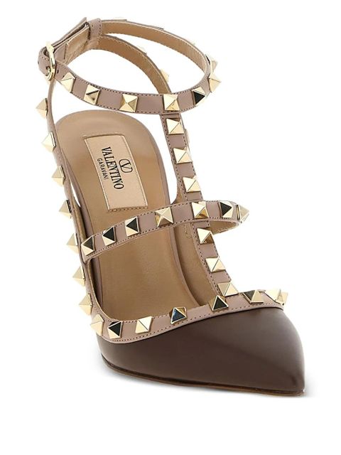 Valentino Garavani 100mm Rockstud Caged leather pumps - Brown