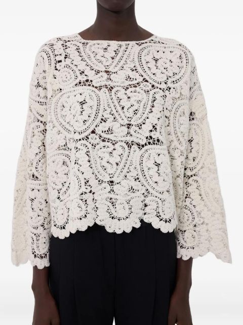 LouLou de Saison AROLD crochet lace sweater - Neutrals