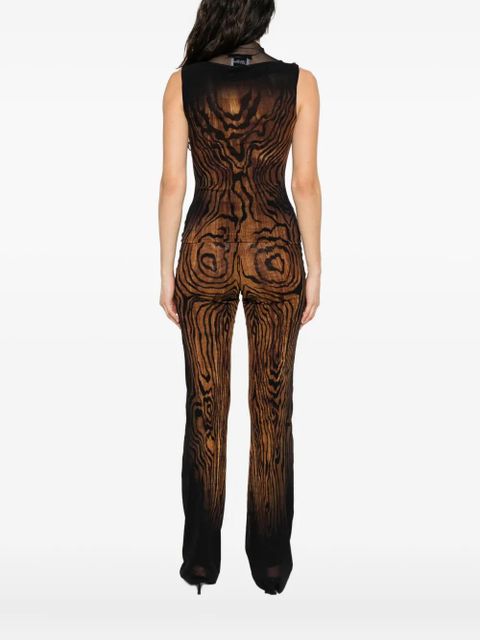 Jean Paul Gaultier high-neck wood-print top - Black
