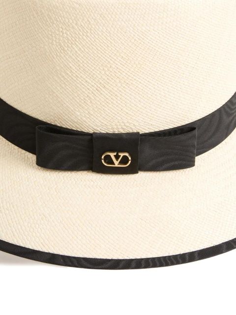 Valentino Garavani VLogo Signature straw hat with moiré ribbon - Neutrals
