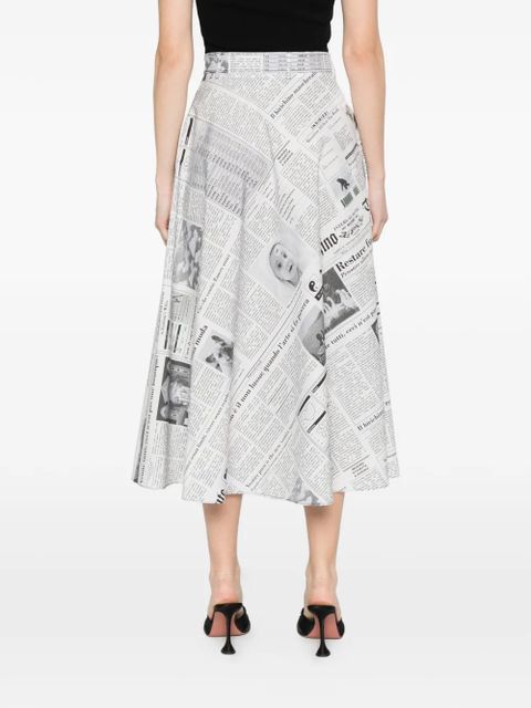 Moschino newspaper-print midi skirt - White