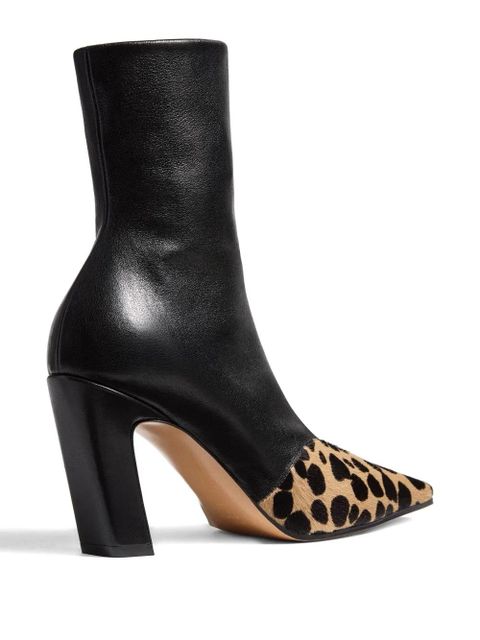 KHAITE 85mm Nevada hyena-print square toe boots - Black
