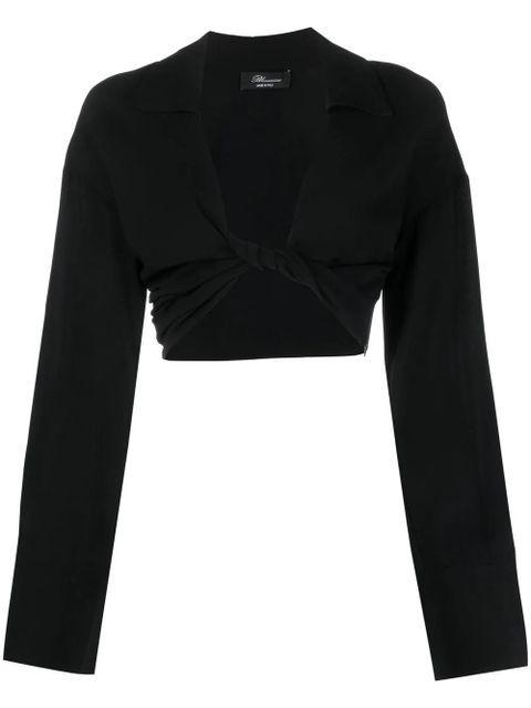 Blumarine twist-detail cropped top - Black - zdjęcie produktu nr 1