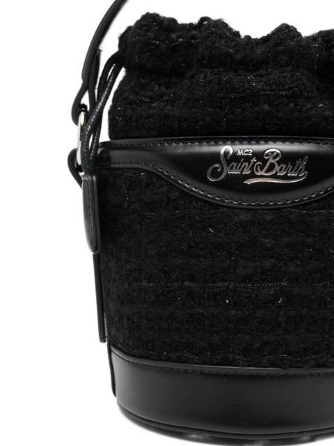 MC2 Saint Barth mini Mila tweed bucket bag - Black