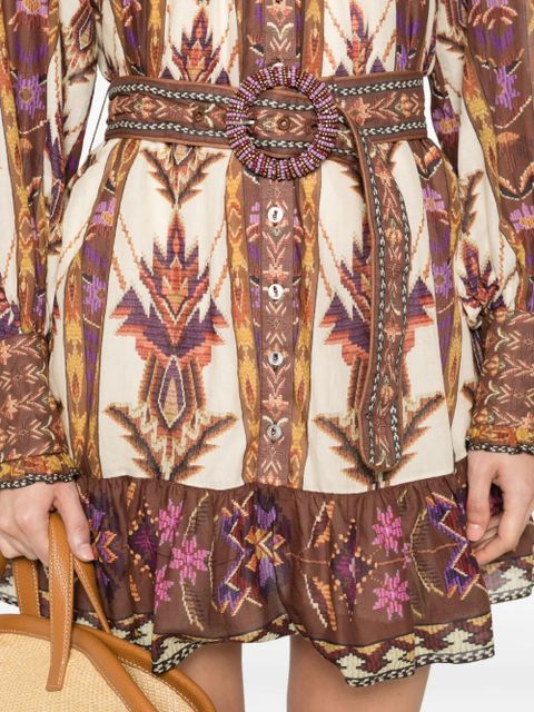 FARM Rio beaded belted mini dress - Neutrals