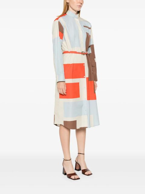 FENDI FF Puzzle-print cotton shirt dress - Neutrals