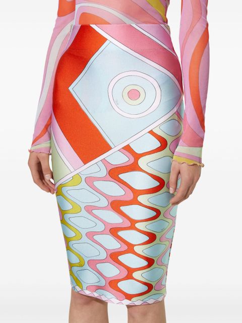 PUCCI Vivara-print pencil skirt - Blue