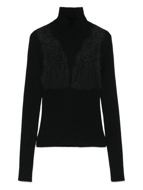Blumarine lace-insert turtleneck sweater - Black - zdjęcie produktu nr 1