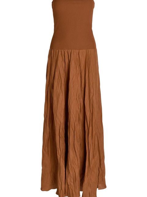 Johanna Ortiz ribbed bandeau gathered midi dress - Brown - zdjęcie produktu nr 2