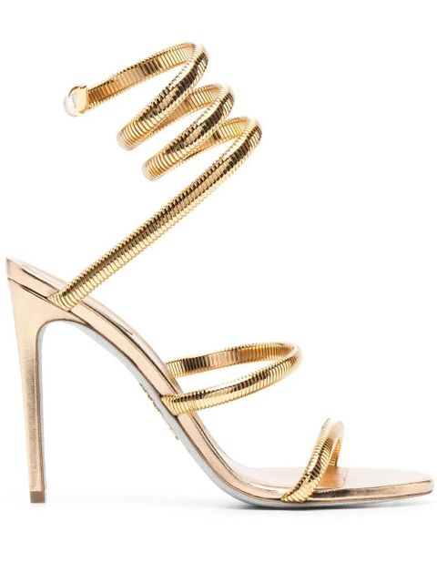 René Caovilla 105mm wraparound leather sandals - Gold - zdjęcie produktu nr 1
