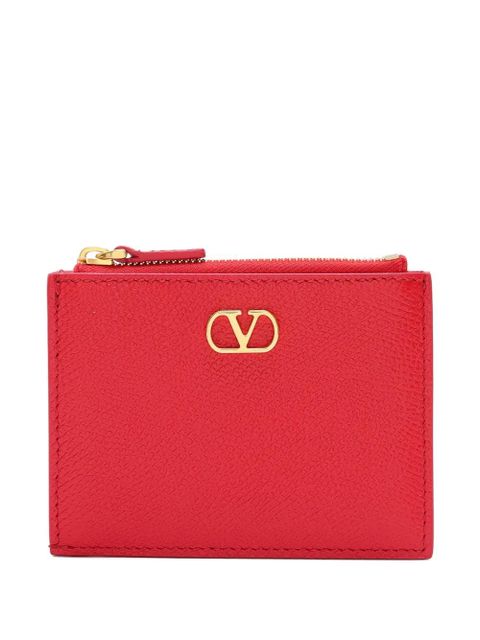 Valentino Garavani Vlogo Signature grainy calfskin card holder - Red - zdjęcie produktu nr 1