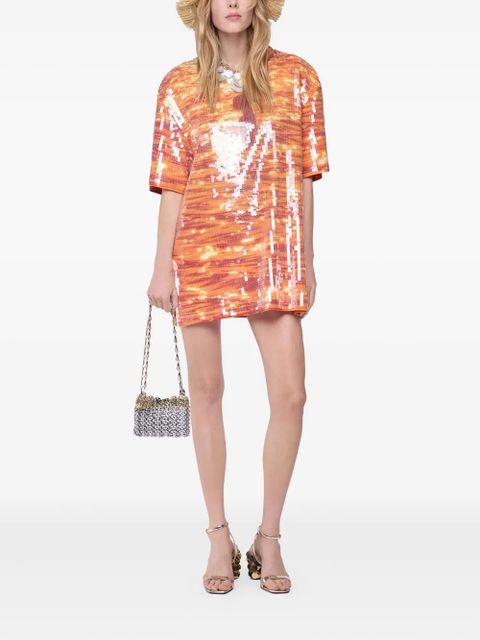 Rabanne sequin-embellished T-shirt - Orange