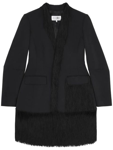 MM6 Maison Margiela fringe-detail blazer - Black - zdjęcie produktu nr 1