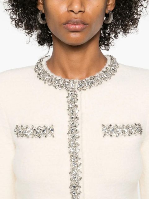 Self-Portrait crystal-embellished cardigan - Neutrals