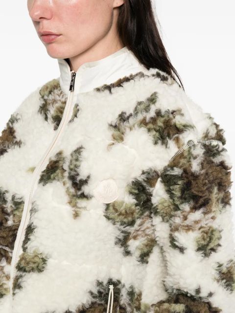 Moncler zip-up shearling-effect jacket - Neutrals