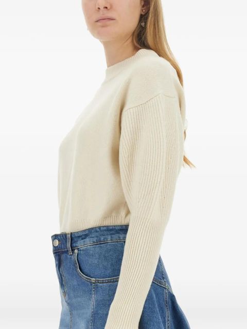 Alexander McQueen puffed-sleeve crewneck wool sweater - Neutrals