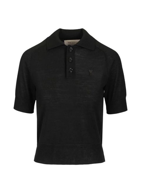 AMI Paris embroidered polo shirt - Black - zdjęcie produktu nr 1
