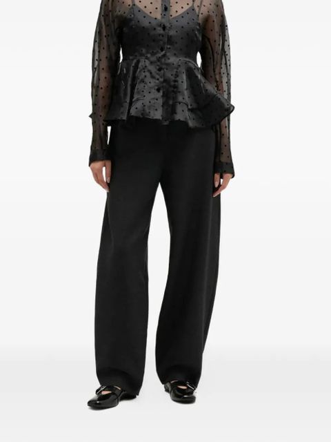 GANNI flocked organza peplum shirt - Black - zdjęcie produktu nr 2