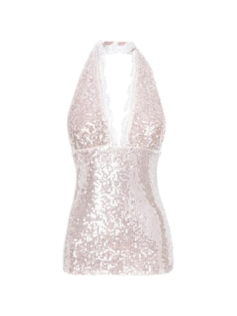 MANURÍ Pixie sequin lace top - Neutrals - zdjęcie produktu nr 1