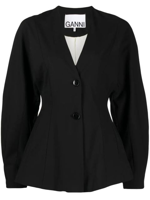 GANNI V-neck single-breasted blazer - Black - zdjęcie produktu nr 1
