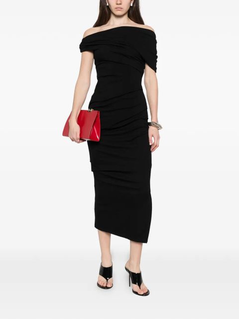 Paris Georgia one-shoulder gathered midi dress - Black - zdjęcie produktu nr 2