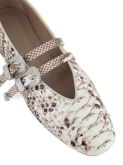 Le Monde Beryl Classic Claudia buckled snake-effect ballet flats - Neutrals