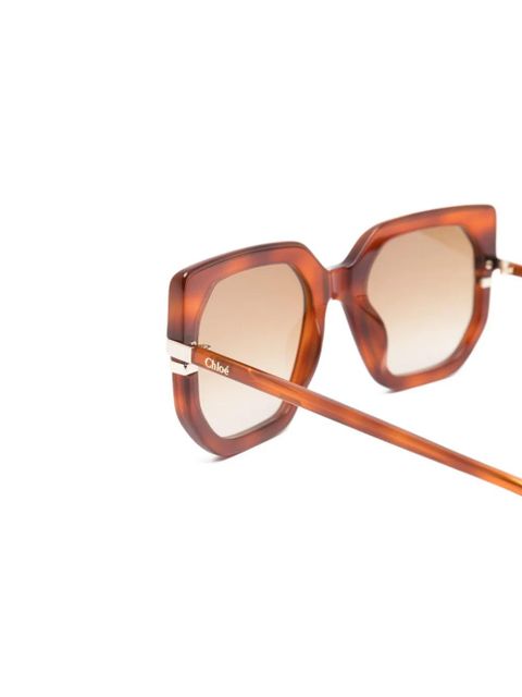 Chloé Eyewear geometric-frame sunglasses - Brown
