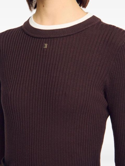 SANDRO ribbed round-neck top - Brown