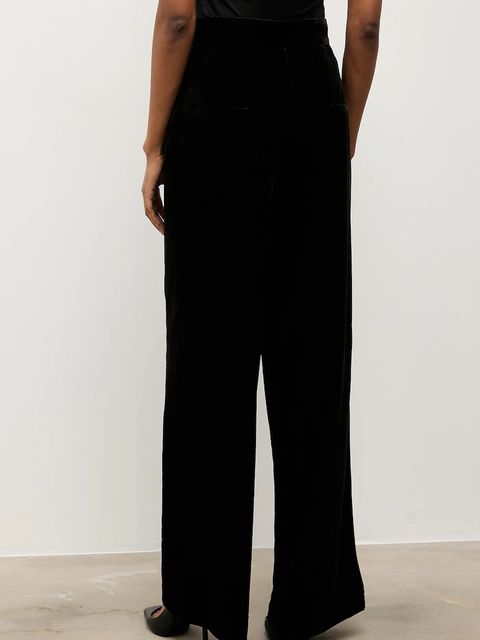 Answear.LAB spodnie welurowe damskie kolor czarny szerokie high waist