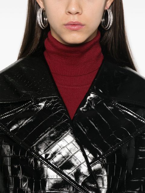 GANNI croc-embossed jacket - Black