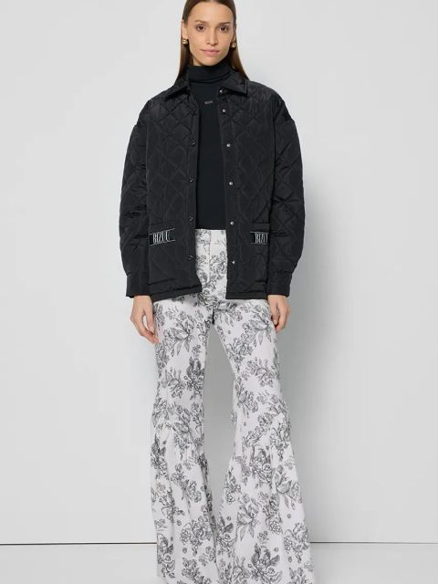 Bizuu spodnie bawełniane BESSTA BANDO damskie kolor beżowy dzwony medium waist BESSTA_BANDO_BIAŁY_SS25